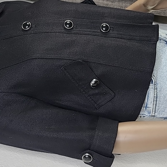 Jacket Size 6P Black Linen Rayon 3/4 Sleeve Classic Preppy Style Office Career - Picture 3 of 7